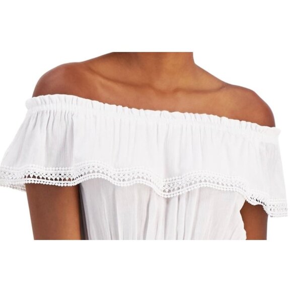 MIKEN Junior's Shoulderless Cover Up Romper White Size XS - Picture 2 of 7